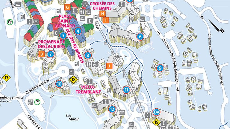 Pedestrian Village Group Experiences Reinvented By Tremblant Map Pedestrian Village Winter M 
