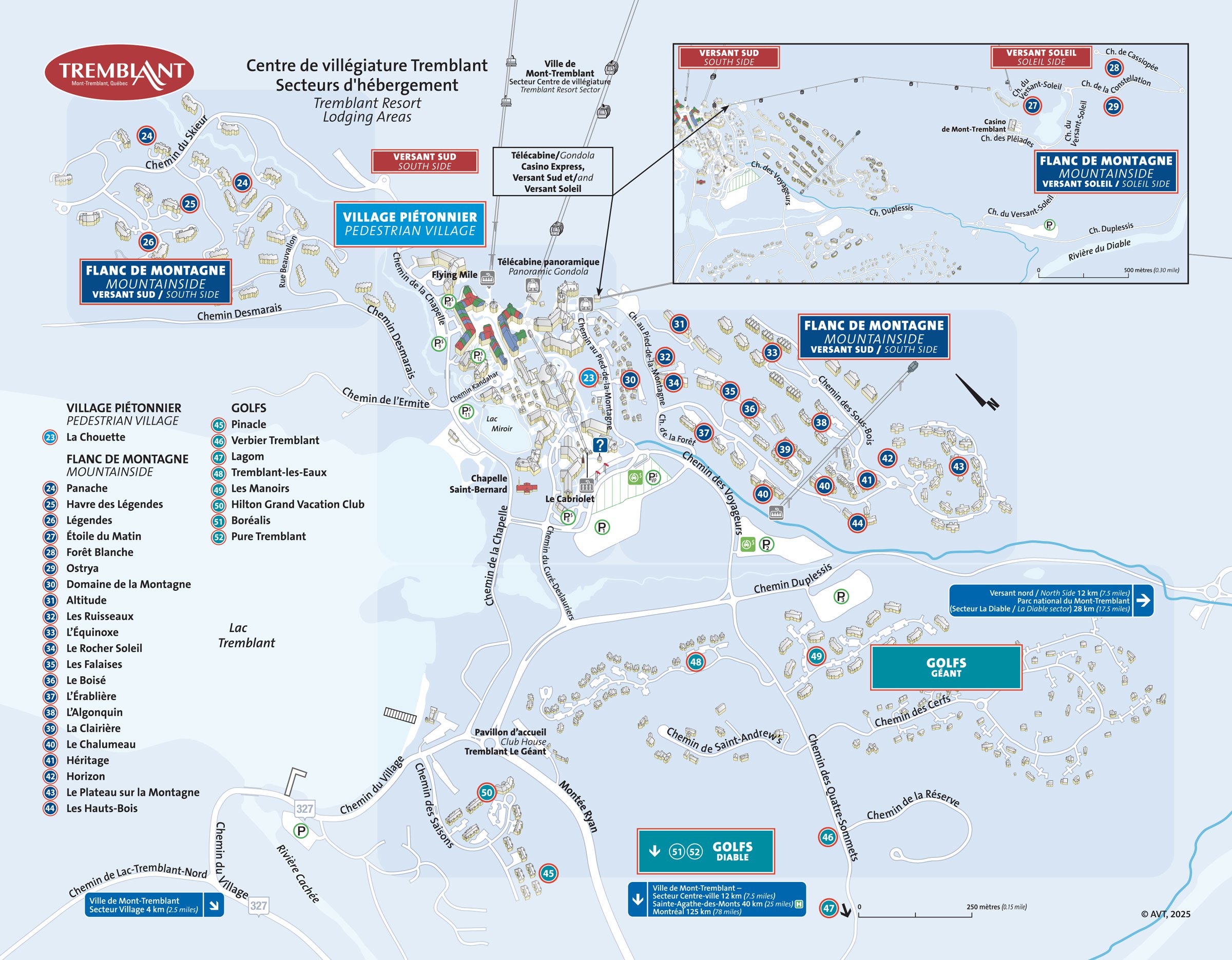 Shuttle Service On The Resort Tremblant Map Lodging Areas 
