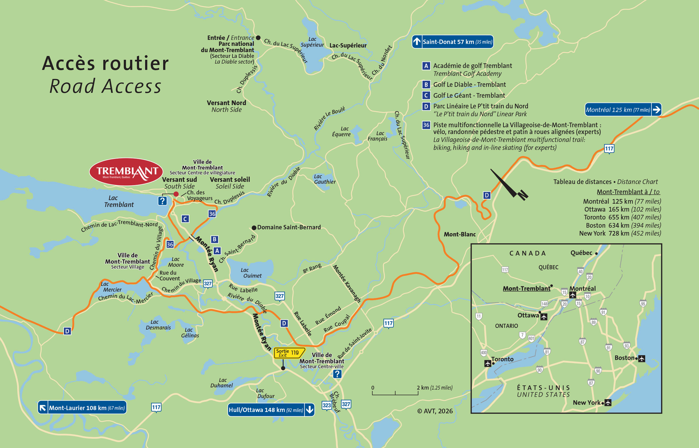 Carte des accès routiers