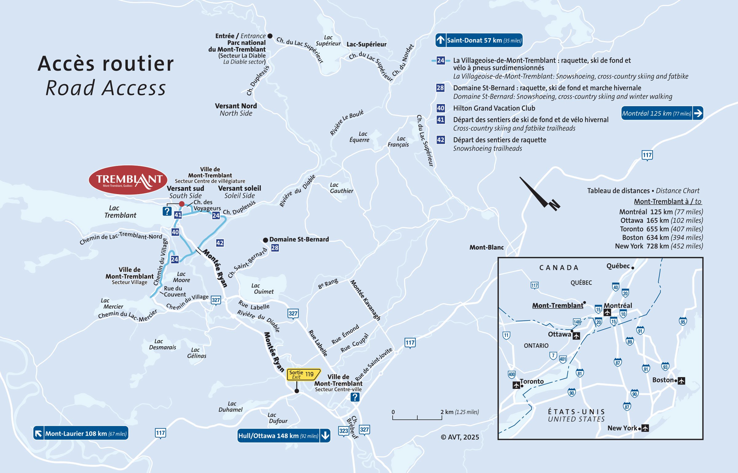 Carte des accès routiers
