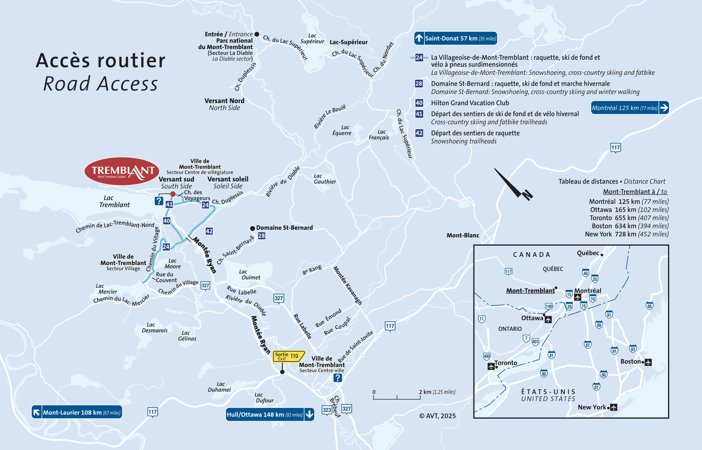 Carte des accès routiers