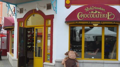Rocky Mountain Chocolate Factory storefront in the Tremblant pedestrian village.