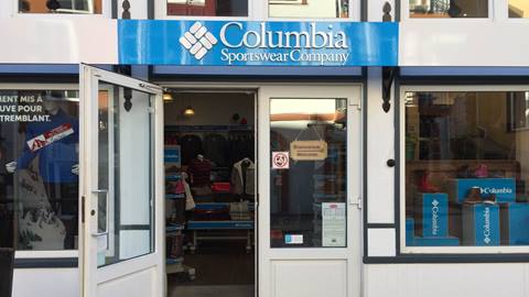 Columbia Sportswear store exterior in the Tremblant pedestrian village.