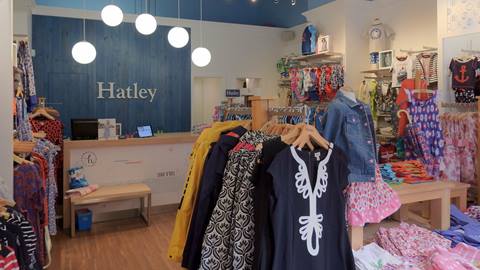 Interior view of Hatley clothing boutique in the Tremblant pedestrian village.