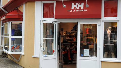 Helly Hansen storefront in the Mont-Tremblant pedestrian village.