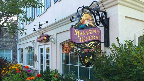 Magasin Général storefront in the Mont-Tremblant pedestrian village.