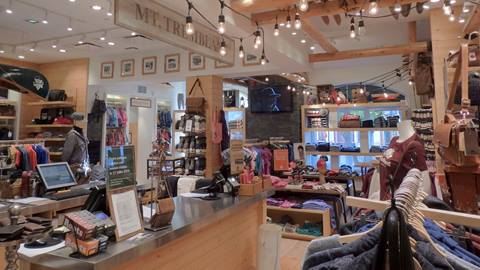 Interior of Roots clothing boutique in the Tremblant pedestrian village.